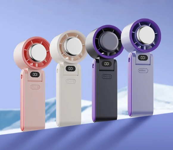 Portable Folding Handheld Refrigeration Fan with Digital Display and Ice Compress, 3600mAh, 100 Speeds