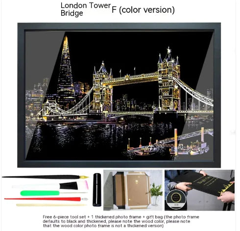 Colorful City Night Scratch Art