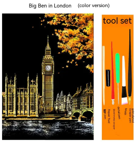 Colorful City Night Scratch Art