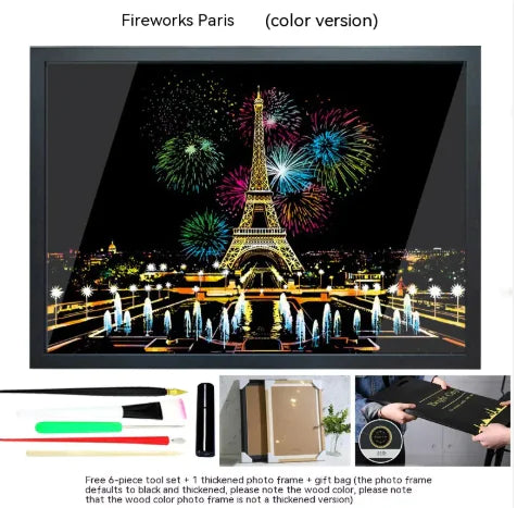 Colorful City Night Scratch Art