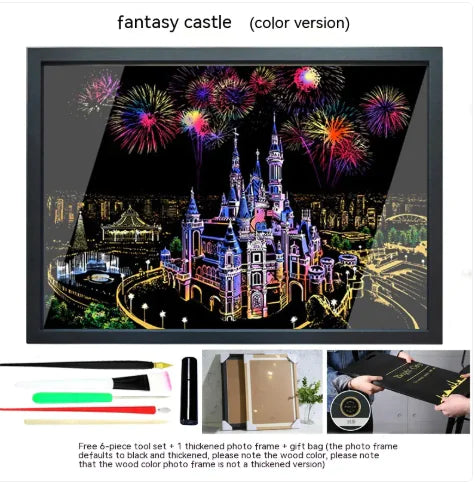 Colorful City Night Scratch Art