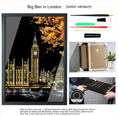 Colorful City Night Scratch Art