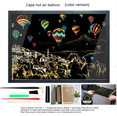 Colorful City Night Scratch Art