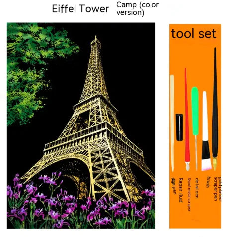 Colorful City Night Scratch Art