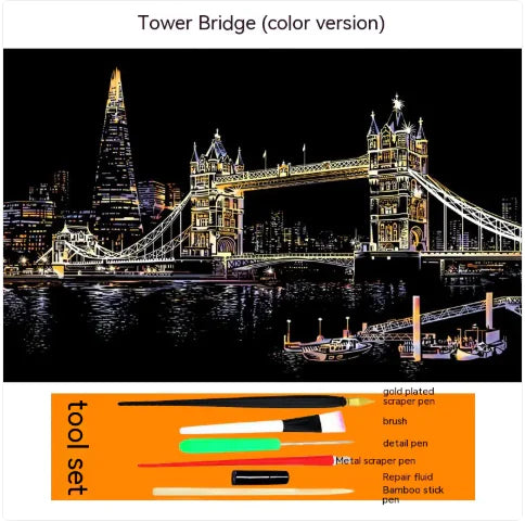 Colorful City Night Scratch Art