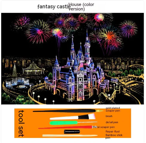 Colorful City Night Scratch Art