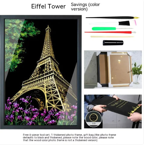 Colorful City Night Scratch Art