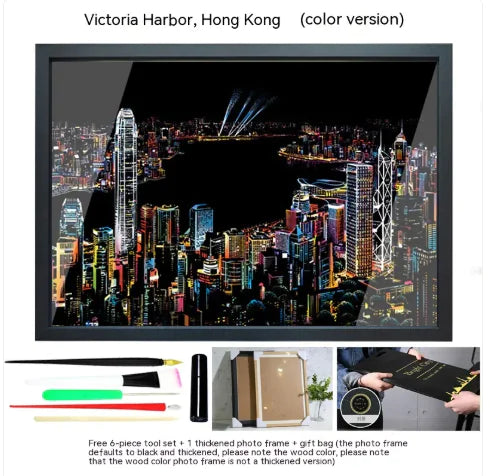 Colorful City Night Scratch Art