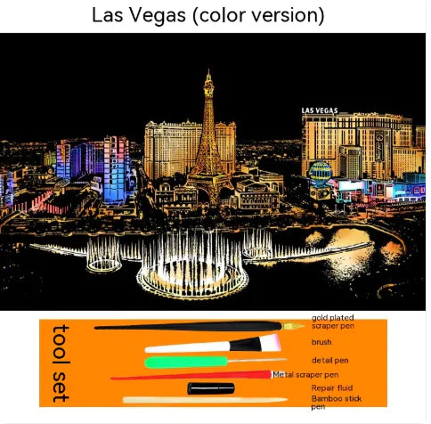 Colorful City Night Scratch Art