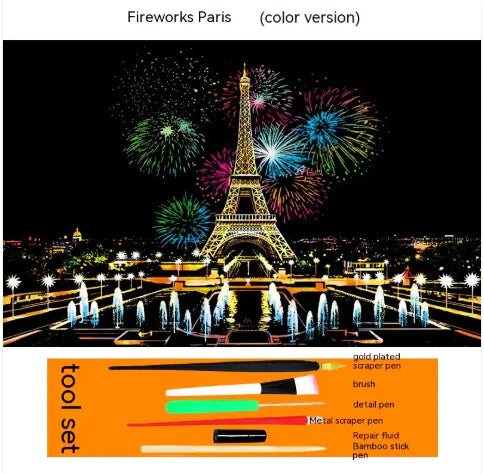 Colorful City Night Scratch Art